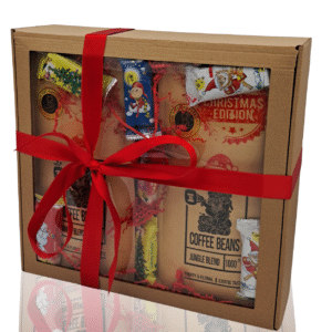 final Kalėdinė dovana. Dėžutė su dviem pakeliais kavos pupelių